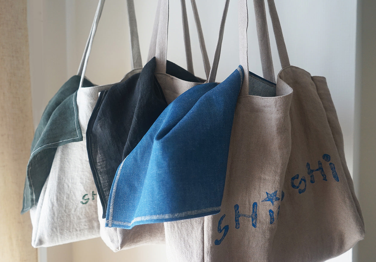 오카야마 데님 리넨 토트백 (블루 데님)