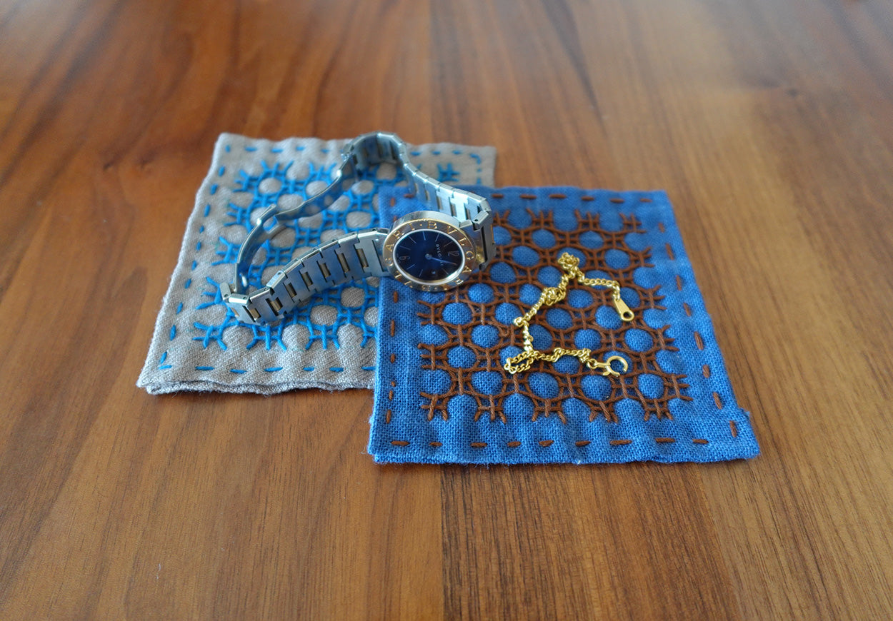 사시코 코스터 _블루 브라운 쥬지(십자) 코스터