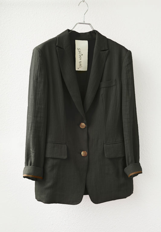 리넨 언밸런스 블레이저 (블랙)