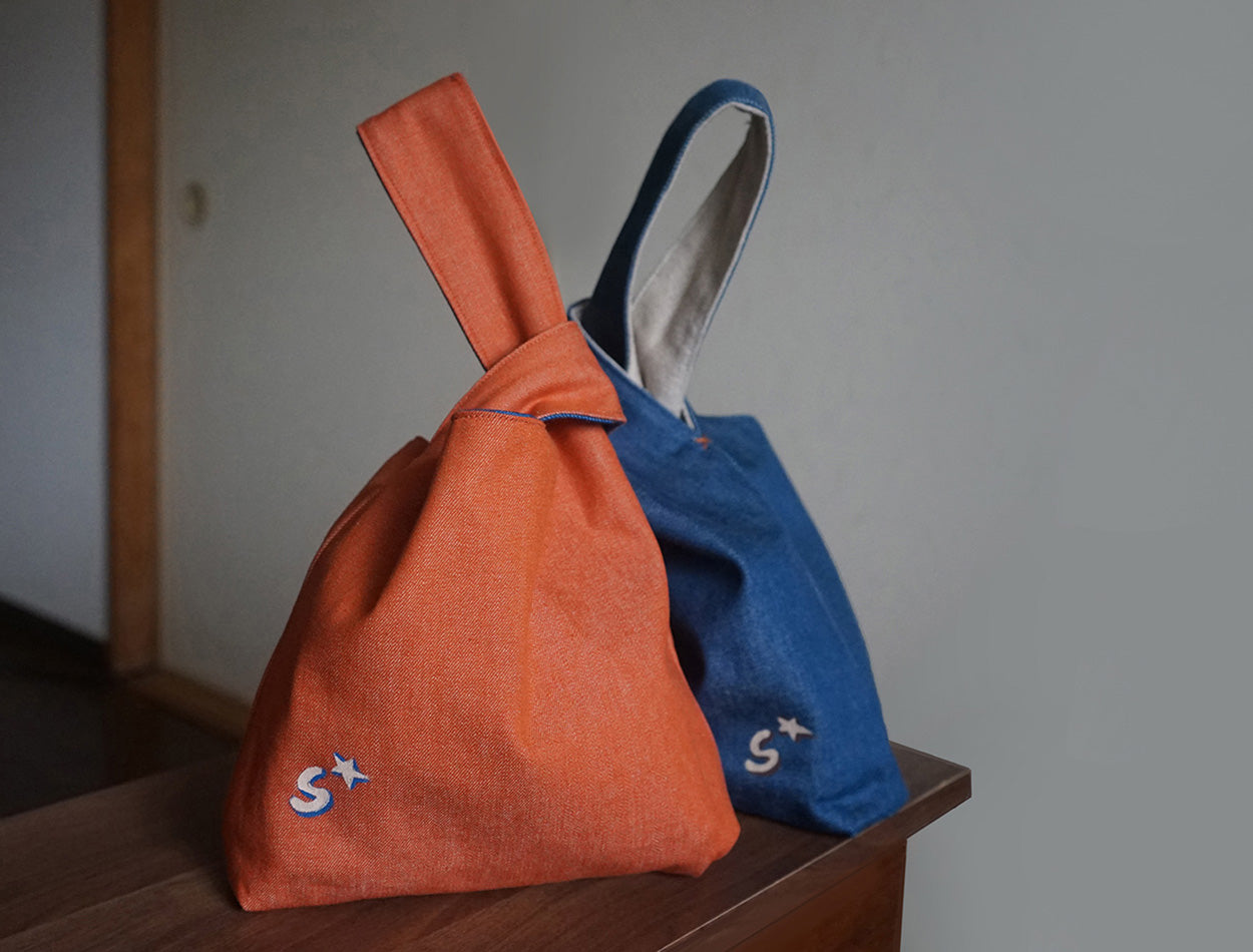 오카야마 데님 놋백 (Knot Bag) - 오렌지