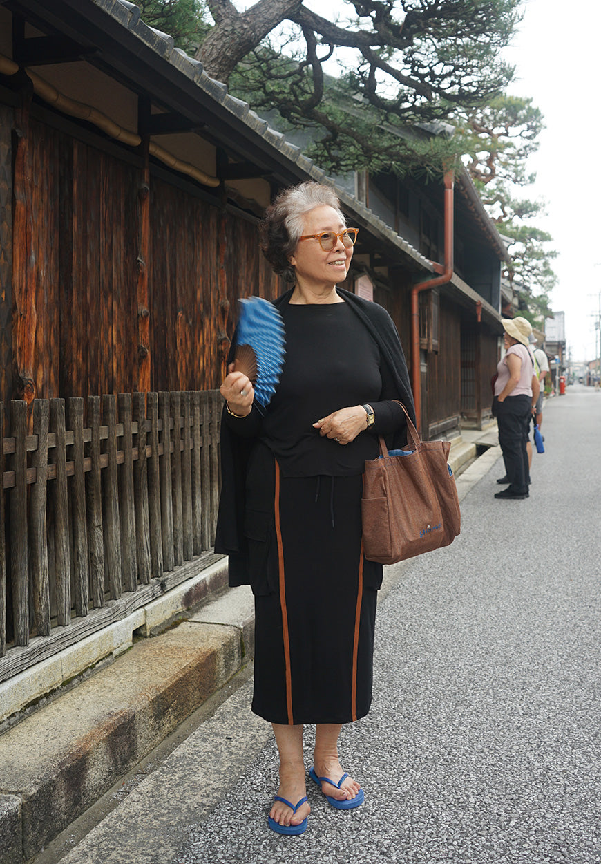 오카야마 브라운 데님 스몰 토트백 세트 (가방+안경케이스+손수건)