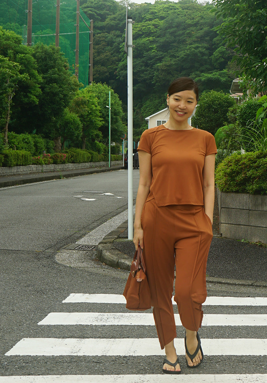 강연 저지 오리가미 턱팬츠 (번트 오렌지)