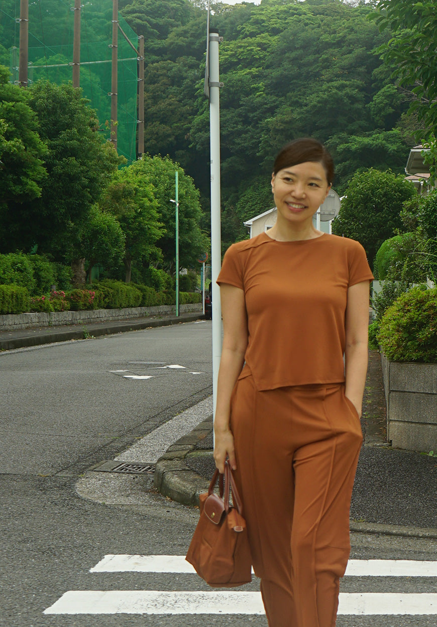 강연 저지 언밸런스 티셔츠 (번트 오렌지)