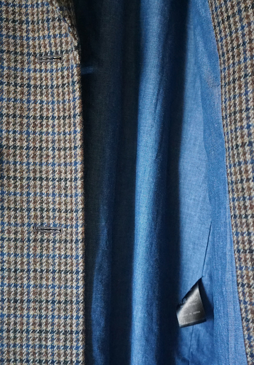 체크 울 언밸런스 블레이저 (다크브라운)