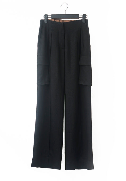 리넨 카고 턱팬츠 (블랙)