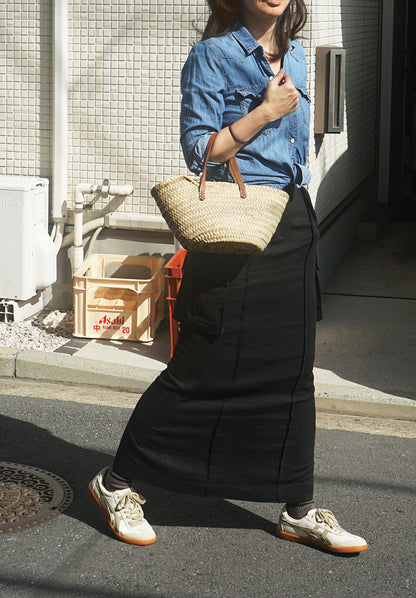 리넨 카고 롱스커트 (블랙)