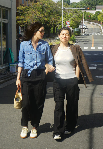 리넨 카고 롱스커트 (블랙)