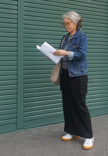 리넨 카고 롱스커트 (블랙)