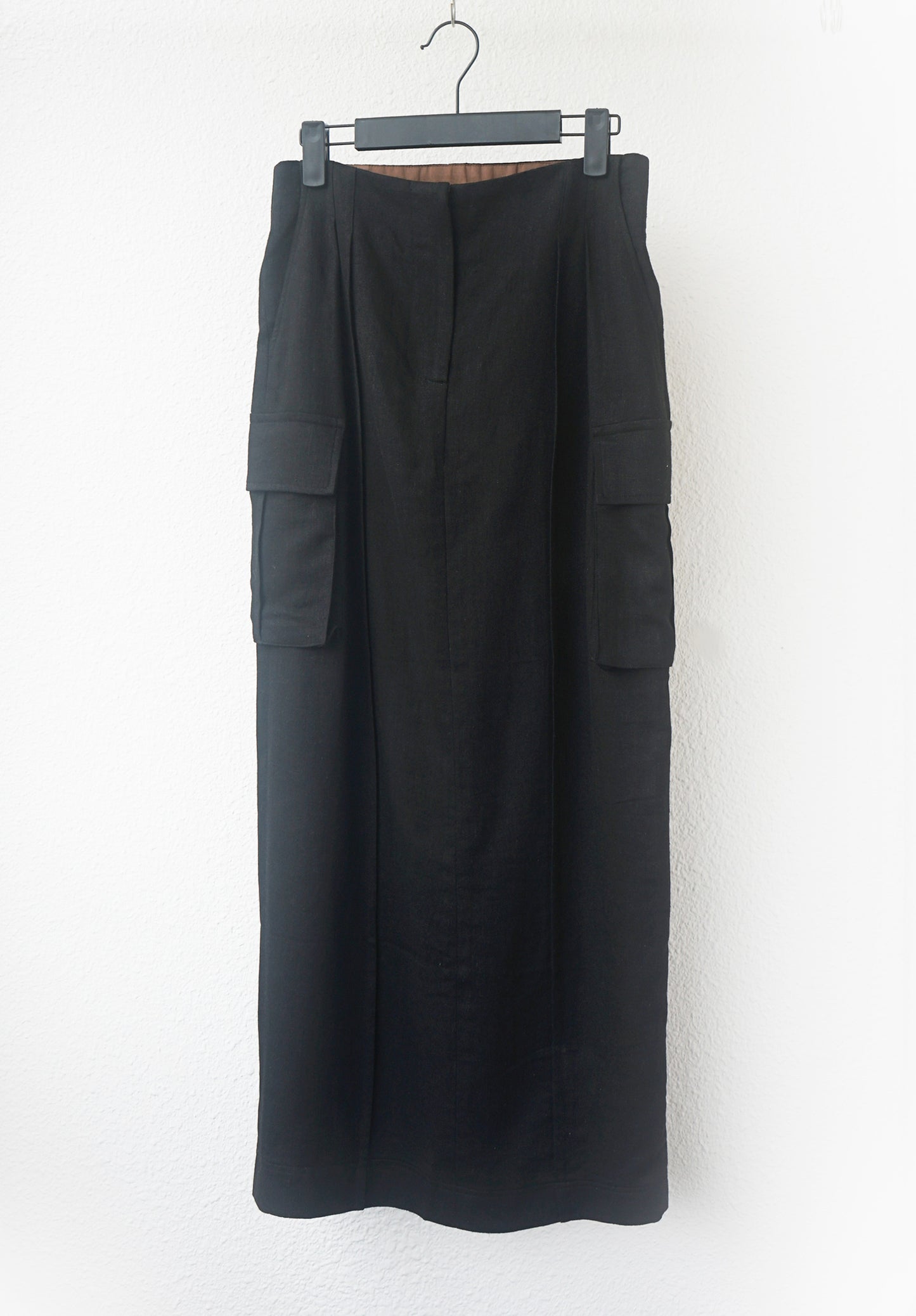 리넨 카고 롱스커트 (블랙)